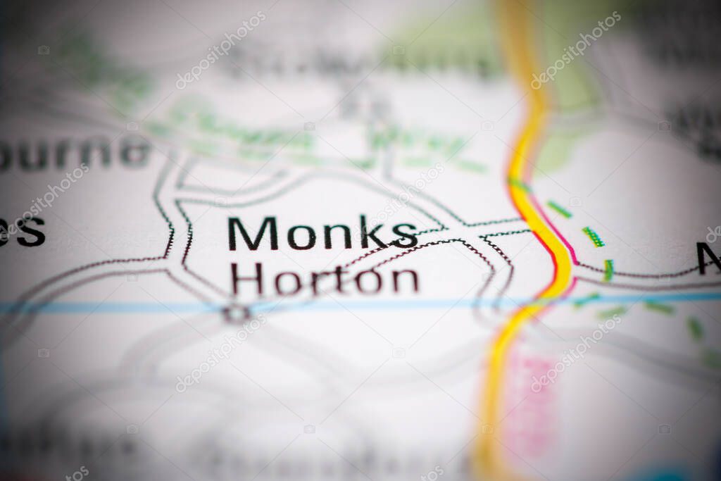 Monks Horton. United Kingdom on a geography map