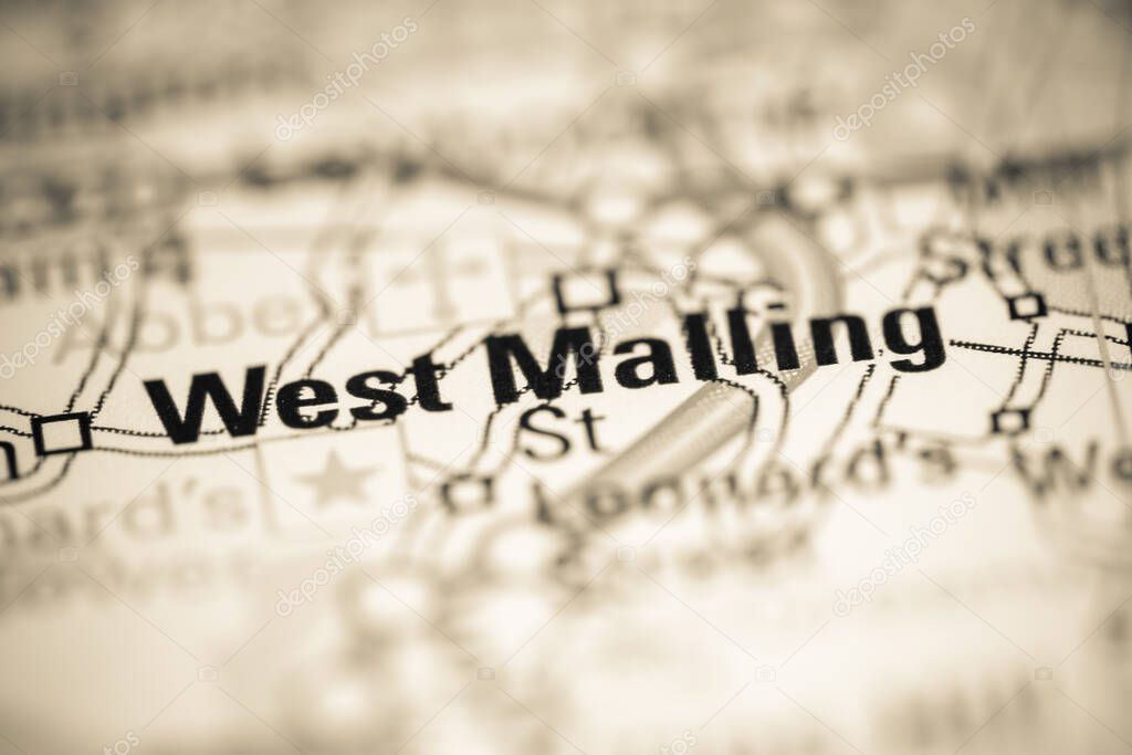 West Malling. United Kingdom on a geography map
