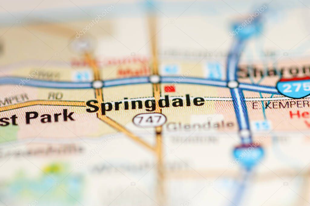 Springdale on a map of the United States of America