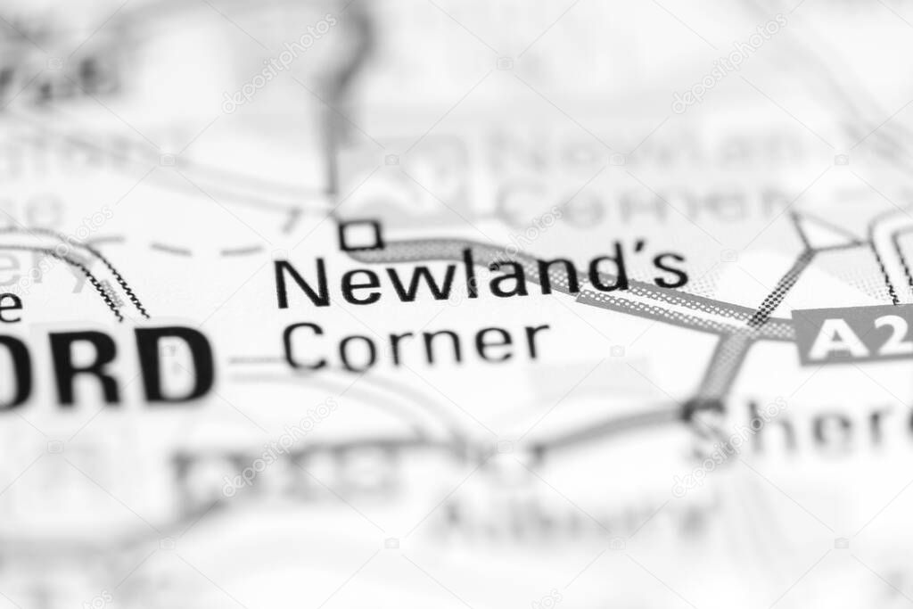Newland's Corner. United Kingdom on a geography map