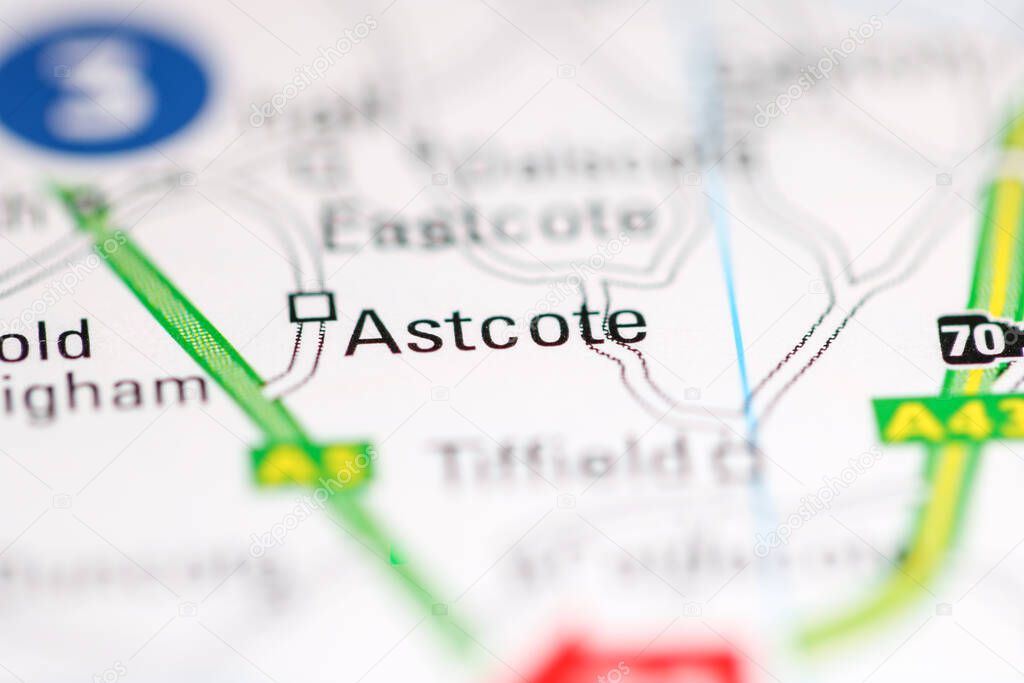 Astcotte. United Kingdom on a geography map