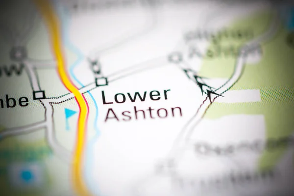 Baixa Ashton Reino Unido Sobre Mapa Geografia — Fotografia de Stock