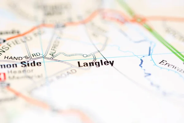 イギリスの地理地図上のラングレー — ストック写真