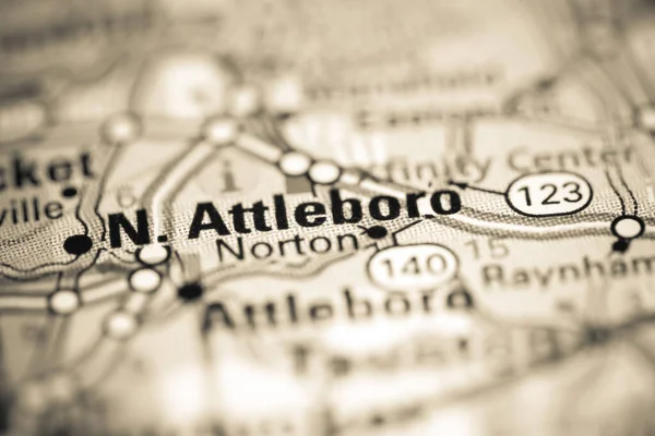 Norte Attleboro Massachusetts Eua Sobre Mapa Geografia — Fotografia de Stock