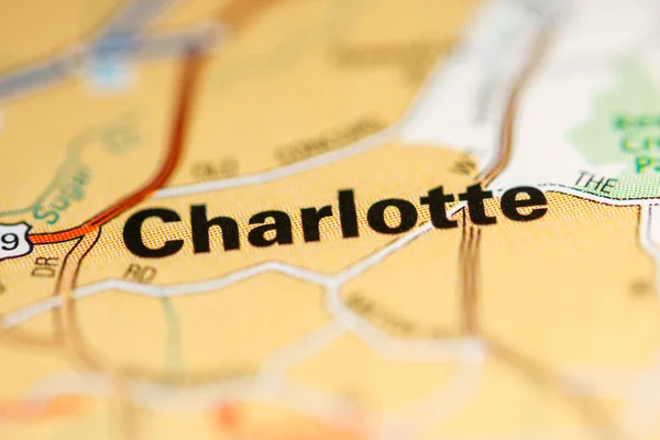 Charlotte on a map of the United States of America