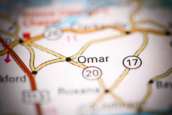 Omar. Delaware. USA on a geography map