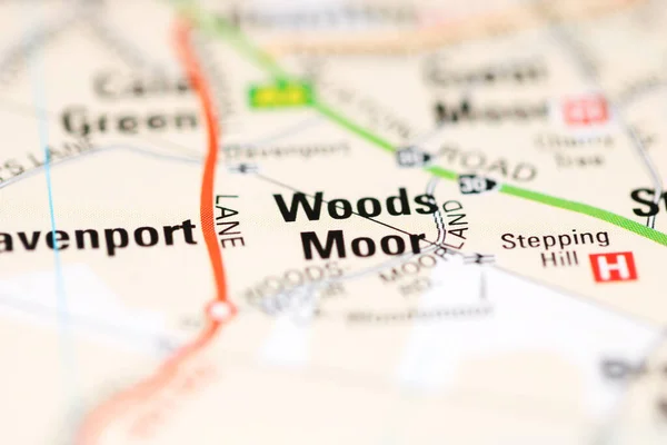 Woods Moor Una Mappa Geografica Del Regno Unito — Foto Stock