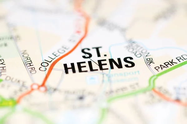 イギリスの地理地図上のセント ヘレンズ — ストック写真