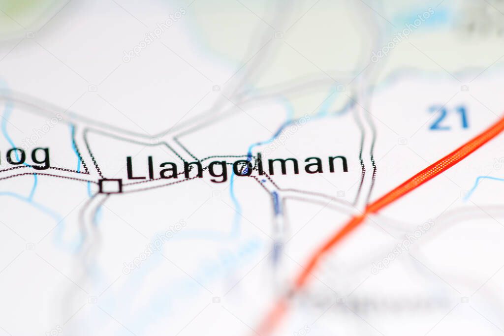 Llangolman. United Kingdom on a geography map