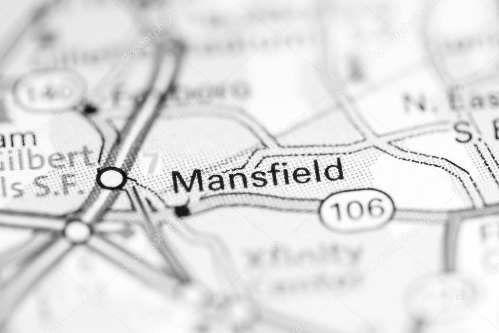 Mansfield. Massachusetts. USA on a geography map