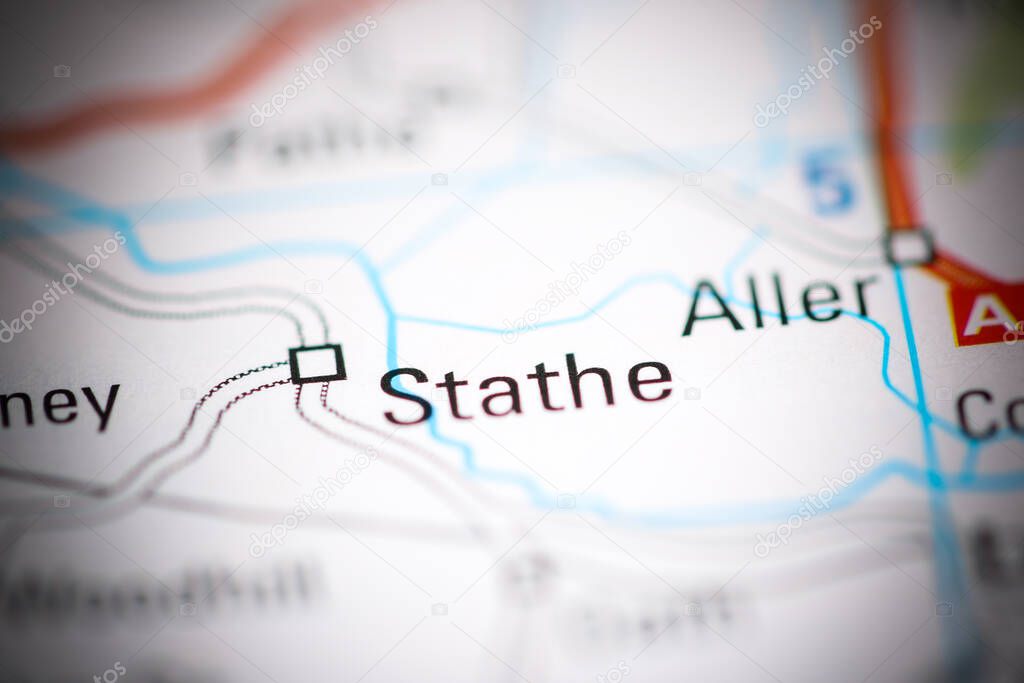 Stathe. United Kingdom on a geography map