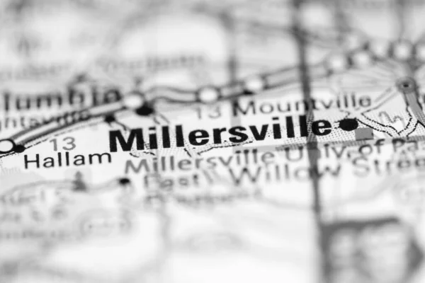 米勒斯维尔宾夕法尼亚地图上的美国 — 图库照片