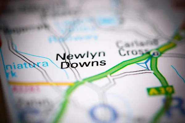 Ньюлин Даунс Велика Британія Географічній Карті — стокове фото