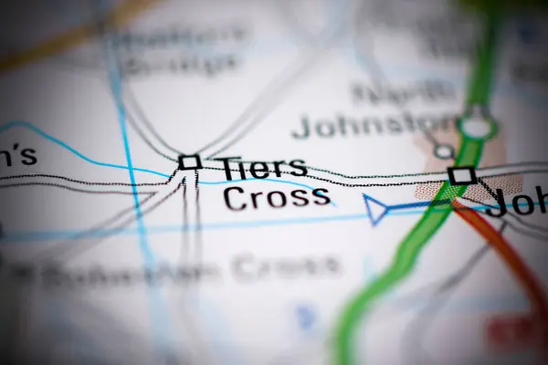 Tiers Cross Reino Unido Sobre Mapa Geografia — Fotografia de Stock