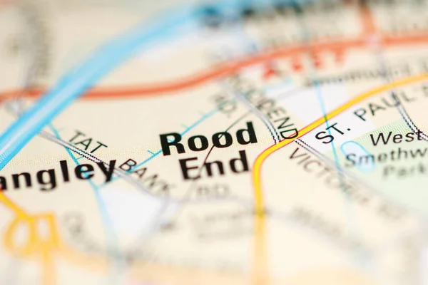 Rood End Sulla Mappa Del Regno Unito — Foto Stock