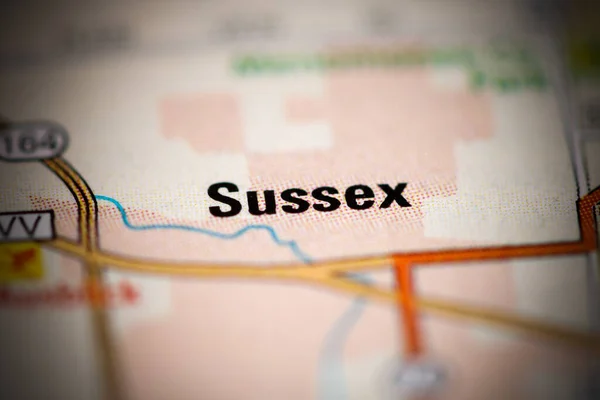 Sussex Sur Une Carte Géographique Des États Unis — Photo