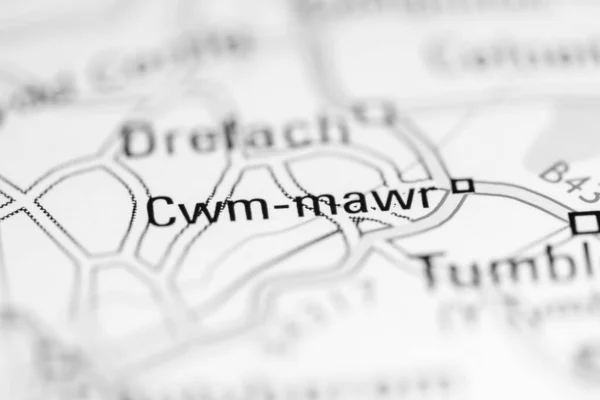 Cwm Mawr Велика Британія Географічній Карті — стокове фото