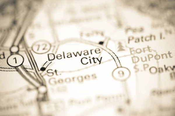Delaware City. Delaware. USA on a geography map