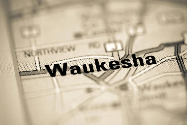 Waukesha Usa Földrajzi Térképén — Stock Fotó