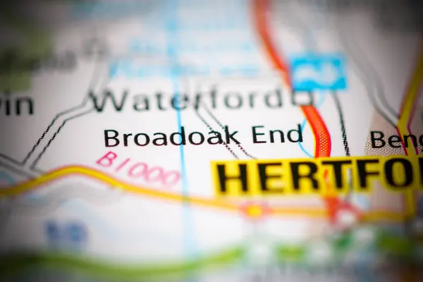 Broadoak End Reino Unido Sobre Mapa Geografia — Fotografia de Stock
