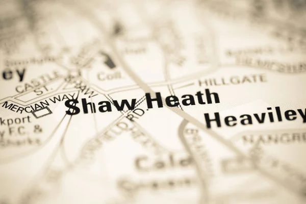 Shaw Heath Sobre Mapa Geográfico Reino Unido — Fotografia de Stock