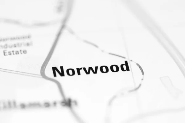 Norwood Sobre Mapa Geográfico Reino Unido — Fotografia de Stock