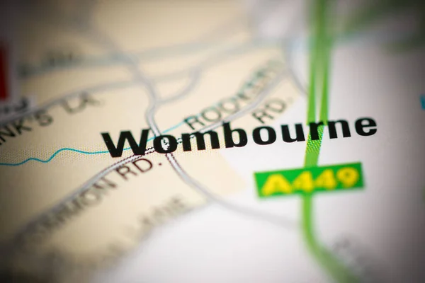 Wombourne Sobre Mapa Reino Unido — Fotografia de Stock