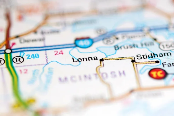 Lenna Oklahoma Usa Auf Einer Geografischen Karte — Stockfoto