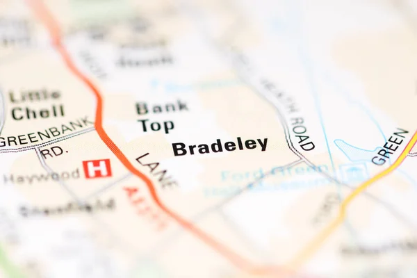 Bradeley Sobre Mapa Geográfico Reino Unido — Fotografia de Stock