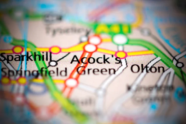 イギリスの地理地図上のアコックズグリーン — ストック写真