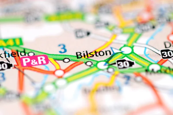イギリスの地理地図上のビルストン — ストック写真