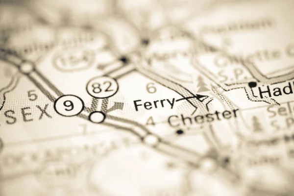 Fähre Connecticut Usa Auf Einer Geografischen Karte — Stockfoto