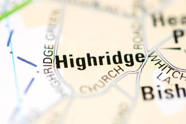 Highridge Mapa Geográfico Reino Unido — Fotografia de Stock