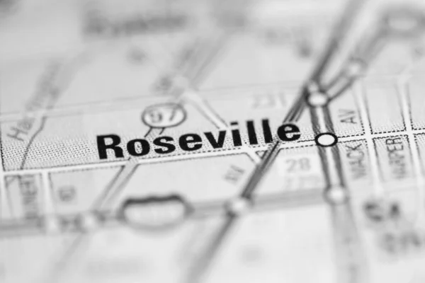 Roseville Amerika Birleşik Devletleri Haritasında — Stok fotoğraf