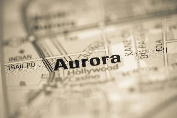 Aurora on a map of the United States of America
