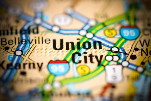 Union Cityben New Jersey Ben Usa Egy Földrajzi Térképen — Stock Fotó