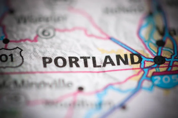 Portland on a geographical map of USA