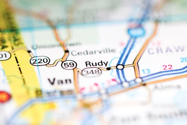 鲁迪阿肯色州地图上的美国 — 图库照片