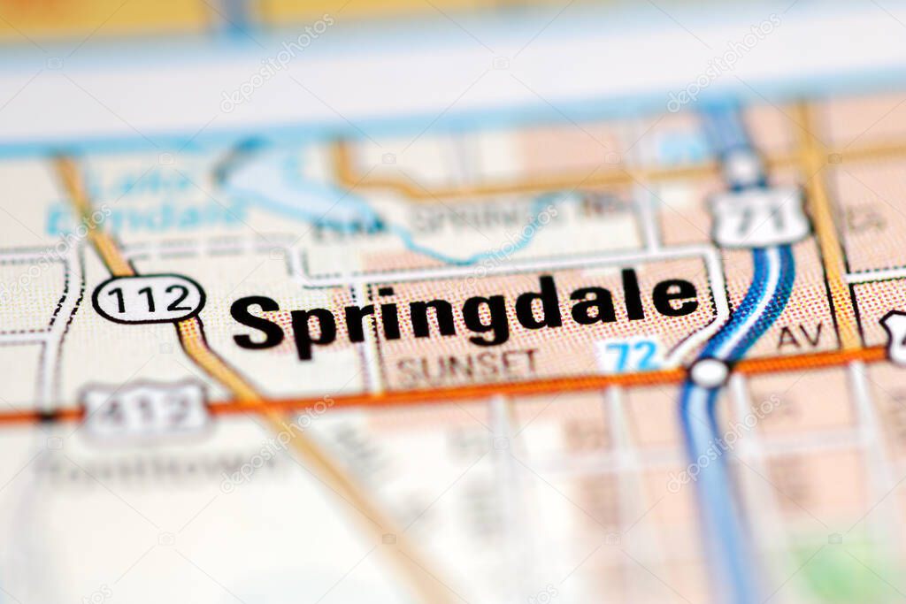 Springdale on a geographical map of USA