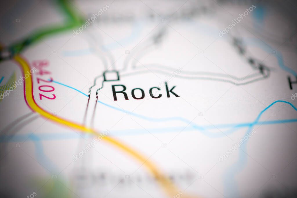 Rock. United Kingdom on a geography map