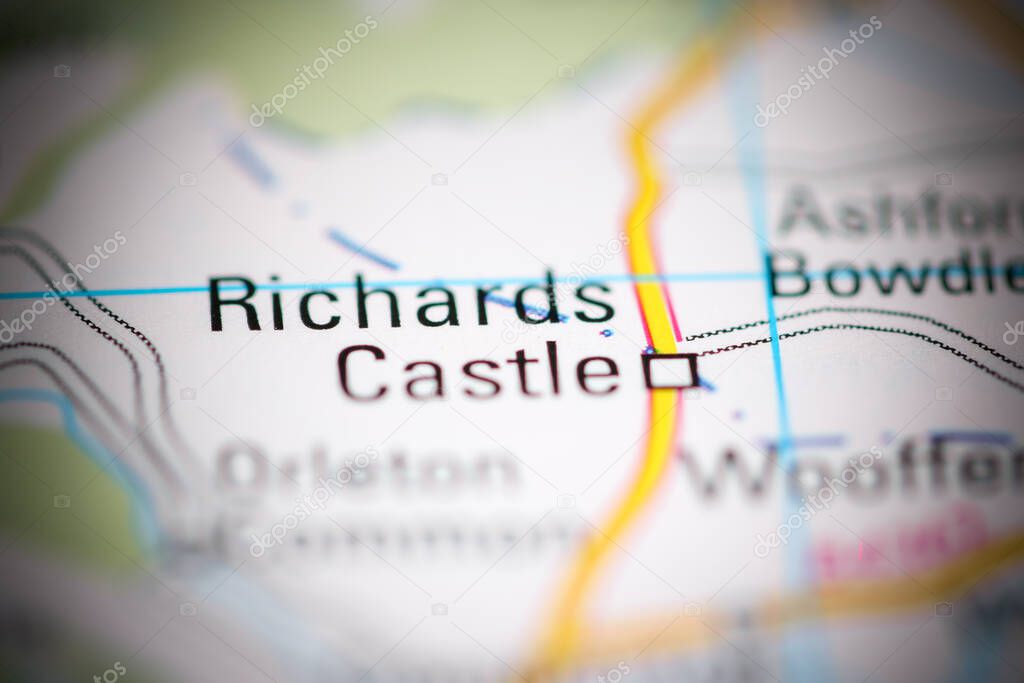 Richards Castle. United Kingdom on a geography map