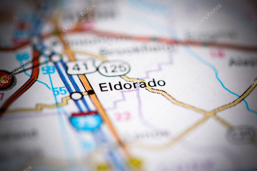 Eldorado. Georgia. USA on a geography map