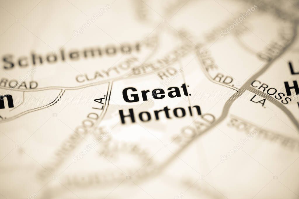 Great Horton on a geographical map of UK