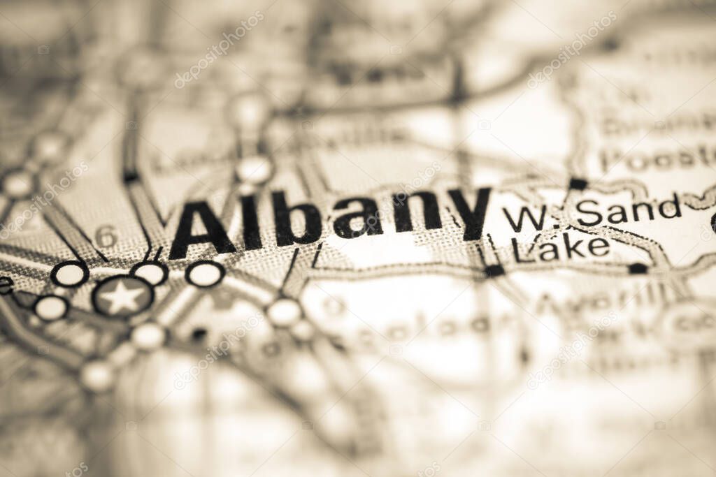 Albany. New York. USA on a geography map