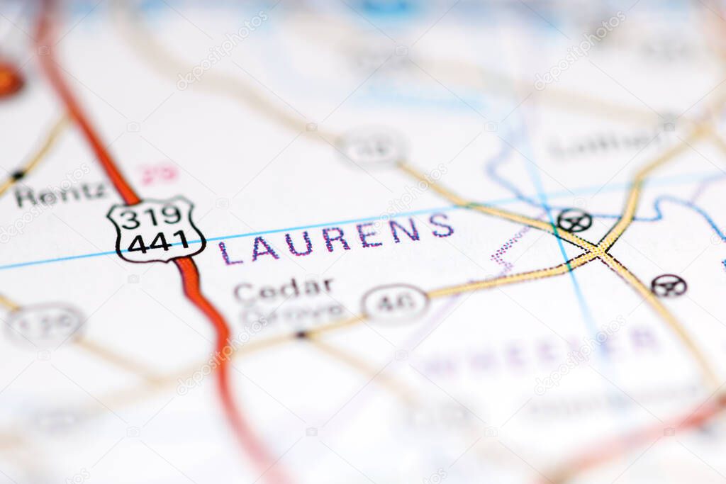 Laurens. Georgia. USA on a geography map