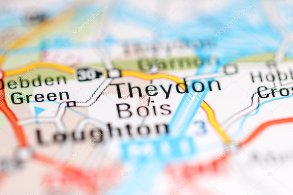 Theydon Bois. United Kingdom on a geography map
