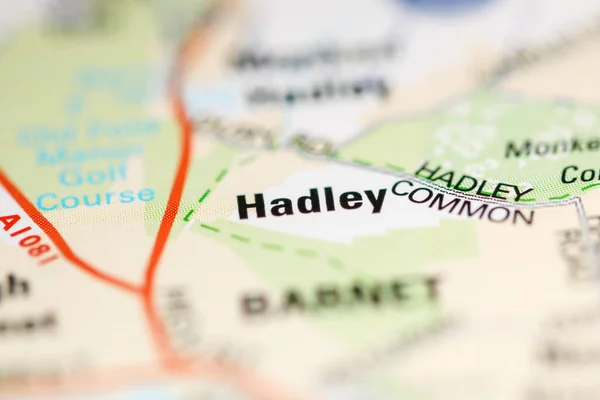 ハドリーはイギリスの地図上で — ストック写真