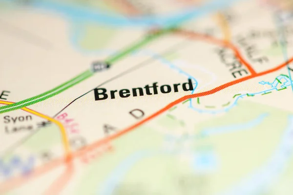 Brentford Sobre Mapa Reino Unido — Fotografia de Stock