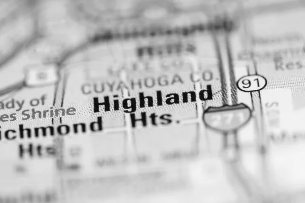Highland Heights Sobre Mapa Dos Estados Unidos América — Fotografia de Stock