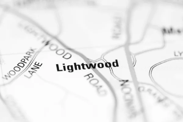 Lightwood Mapa Geográfico Reino Unido — Fotografia de Stock